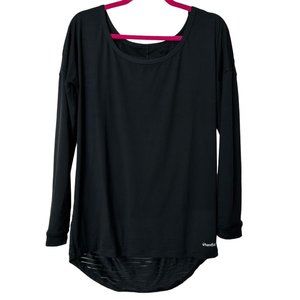 Handful Shirt Women Large Black Long Sleeve Mesh Active Wear Athleisure